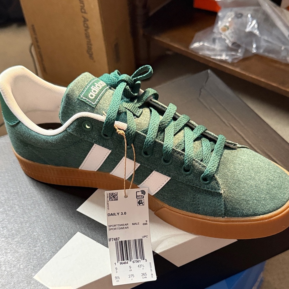 Adidas Forest Green Sneakers with White Accents